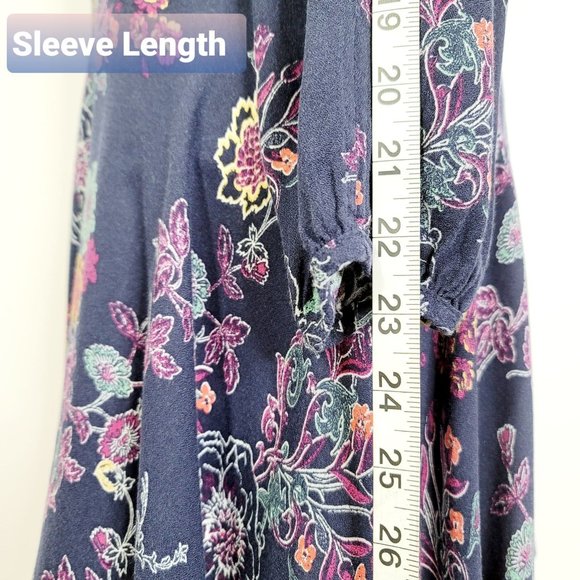 Xhiliration Blue Floral Long Sleeves Dress - Picture 8 of 14